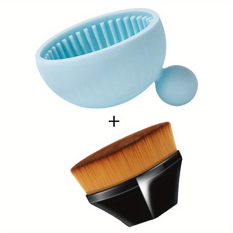 KCUCOP Silicone Makeup Brush Cleaner with Foundation Brush for Liquid Makeup