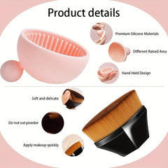 KCUCOP Silicone Makeup Brush Cleaner with Foundation Brush for Liquid Makeup