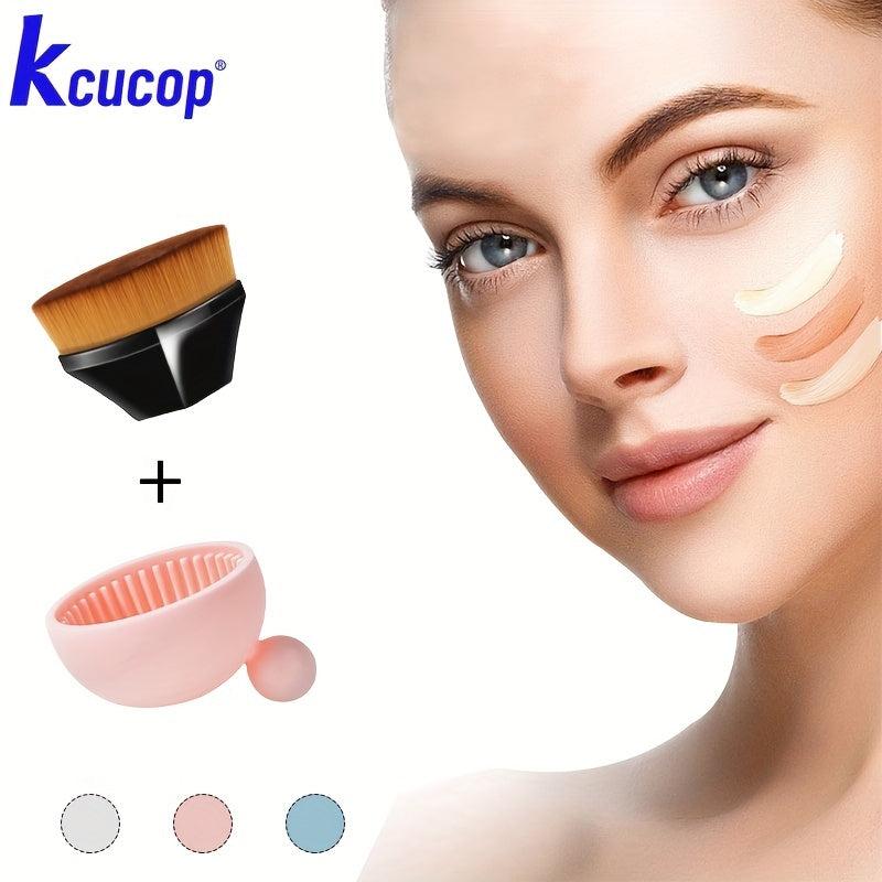 KCUCOP Silicone Makeup Brush Cleaner with Foundation Brush for Liquid Makeup