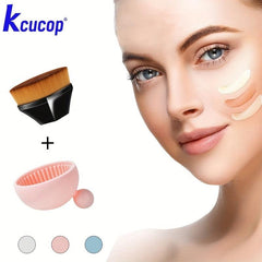 KCUCOP Silicone Makeup Brush Cleaner with Foundation Brush for Liquid Makeup