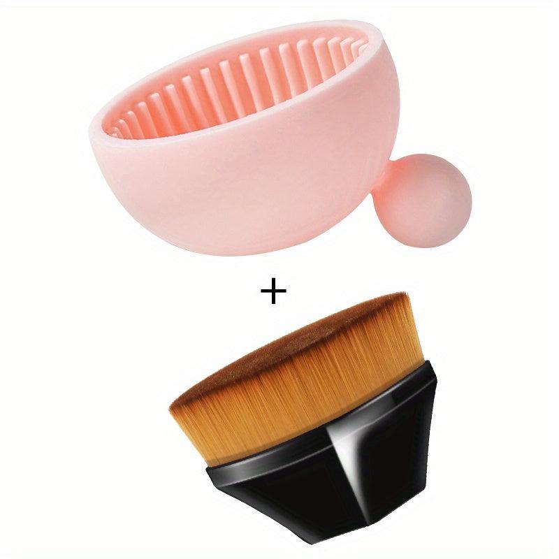 KCUCOP Silicone Makeup Brush Cleaner with Foundation Brush for Liquid Makeup