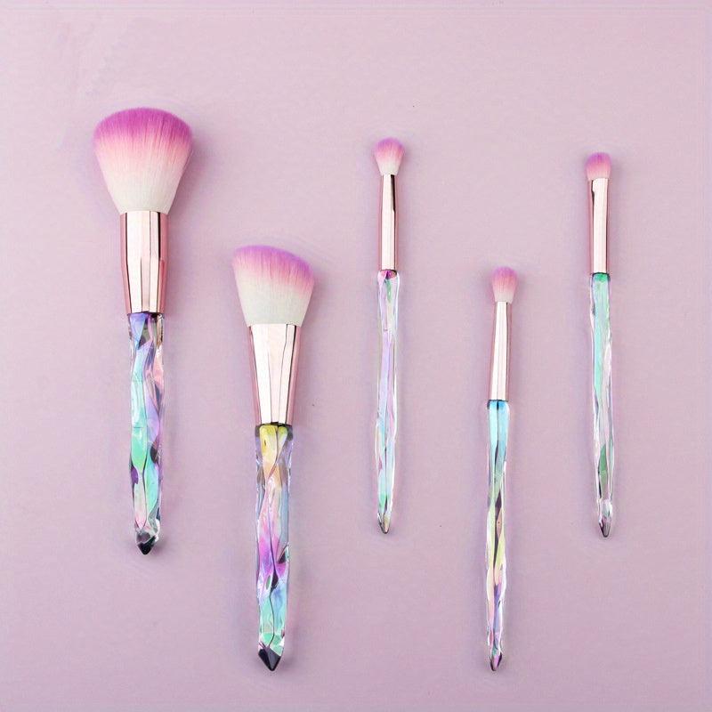 5pcs Makeup Brushes Kit Crystal Handle Set Professional