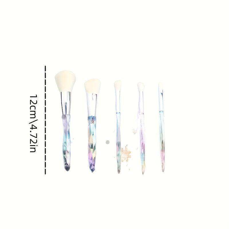 5pcs Makeup Brushes Kit Crystal Handle Set Professional