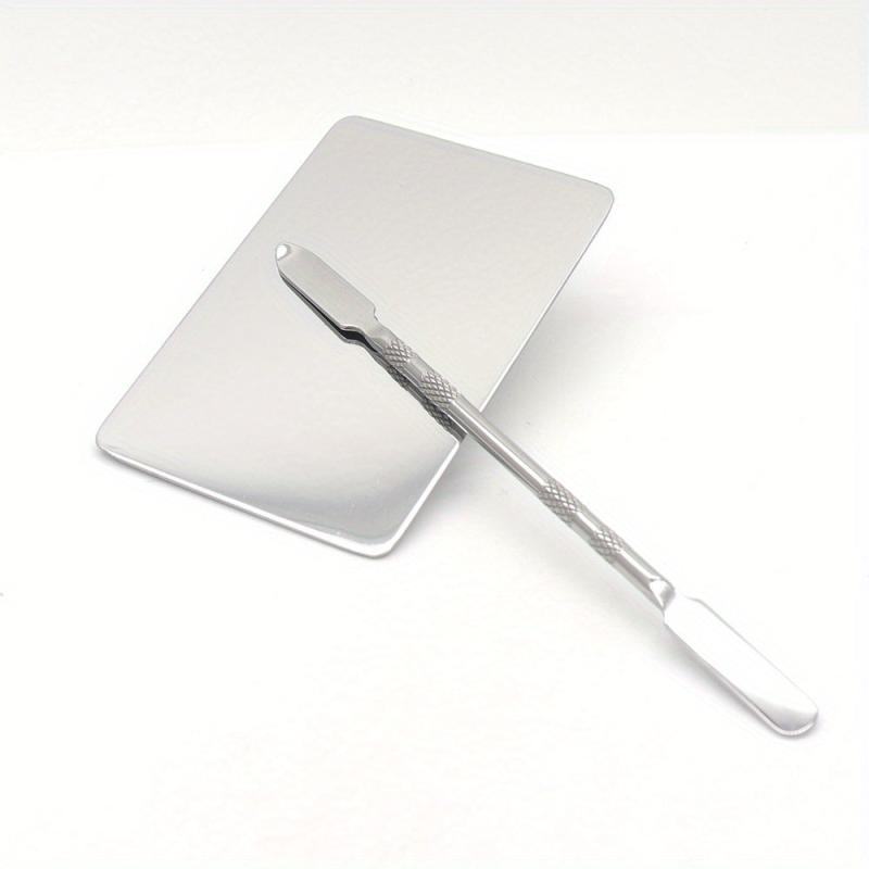 Stainless Steel Makeup Palette with Spatula for Mixing and Applying