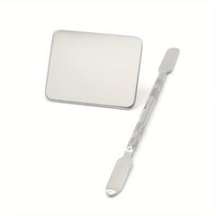 Stainless Steel Makeup Palette with Spatula for Mixing and Applying