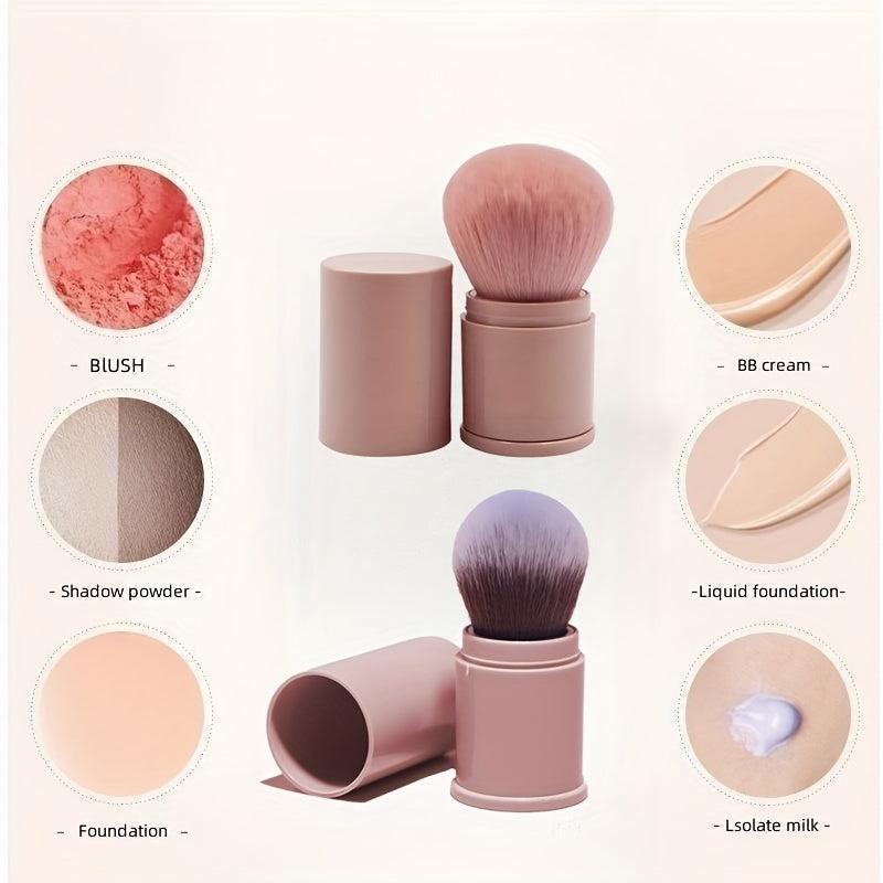 Retractable Kabuki Makeup Brush Portable Powder Brush with Cover