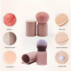 Retractable Kabuki Makeup Brush Portable Powder Brush with Cover