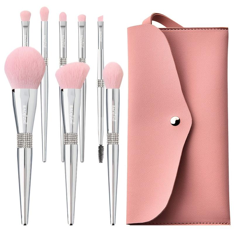 8pcs Rhinestone Decor Makeup Brush Set