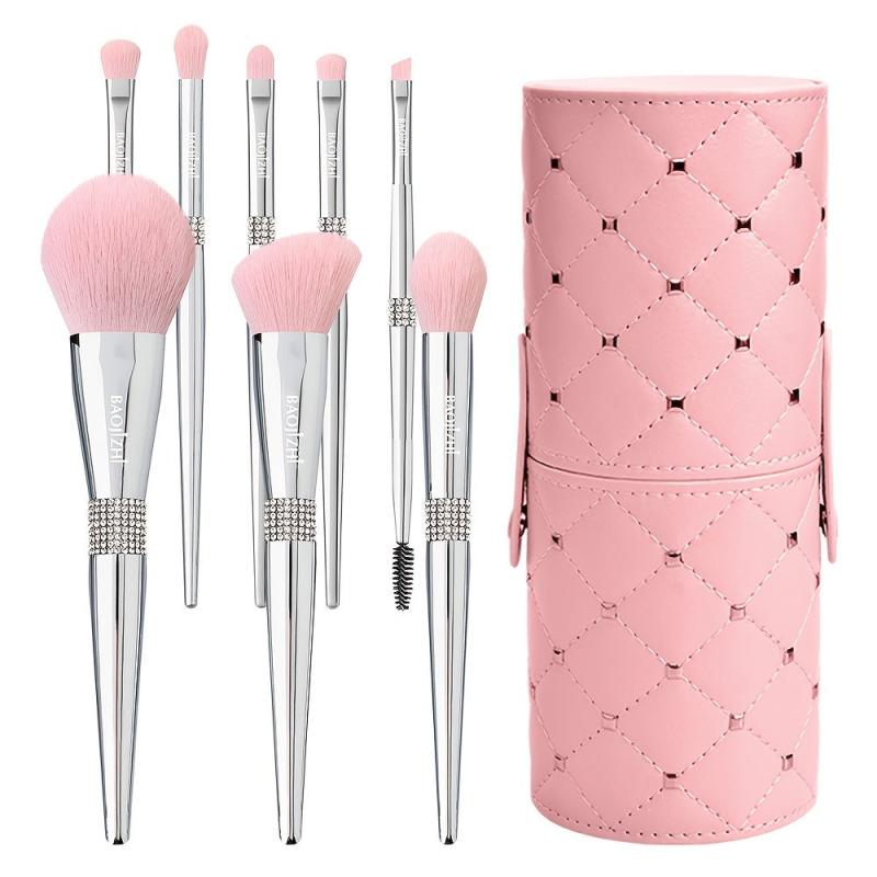 8pcs Rhinestone Decor Makeup Brush Set