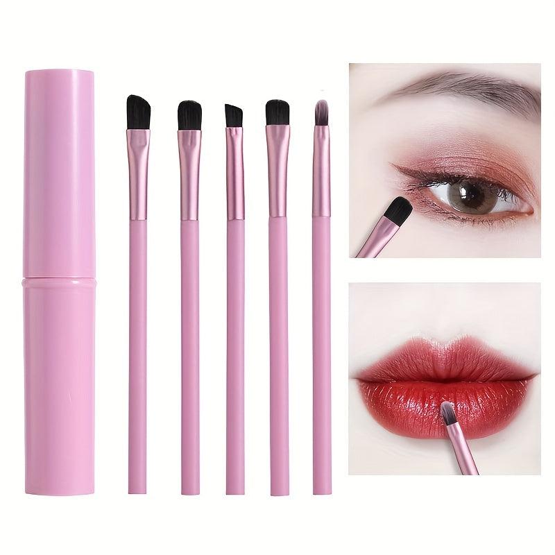 5Pcs Eyeshadow Brush Set Travel Portable Eye Brushes With Storage Box