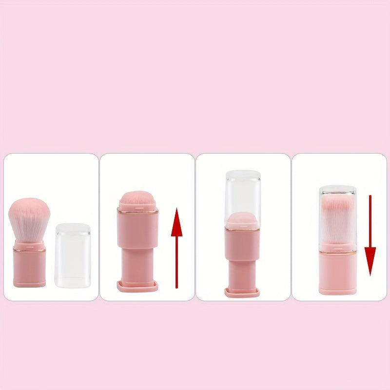 2pcs Retractable Kabuki Makeup Brush Travel Size Face Blush Brush