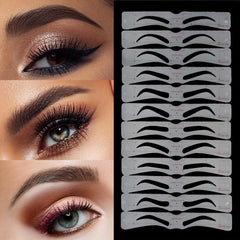 12Pcs Eyebrow Stencil Set & 1PC Razor Guide Styling Eye Brow Diy Grooming Tool