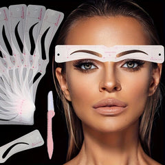 12Pcs Eyebrow Stencil Set & 1PC Razor Guide Styling Eye Brow Diy Grooming Tool