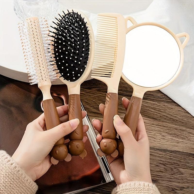 4pcs Bear Air Cushion Massage Comb Set For Hair Styling
