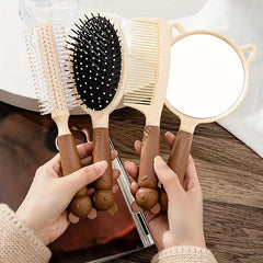 4pcs Bear Air Cushion Massage Comb Set For Hair Styling