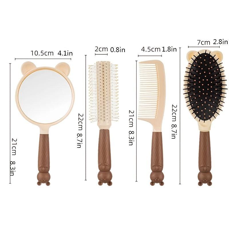 4pcs Bear Air Cushion Massage Comb Set For Hair Styling