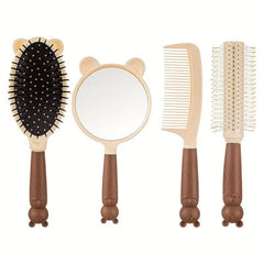 4pcs Bear Air Cushion Massage Comb Set For Hair Styling