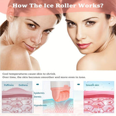 Face and Eye Ice Roller for Relief, Migraine Pain, and Skin Care, Pink