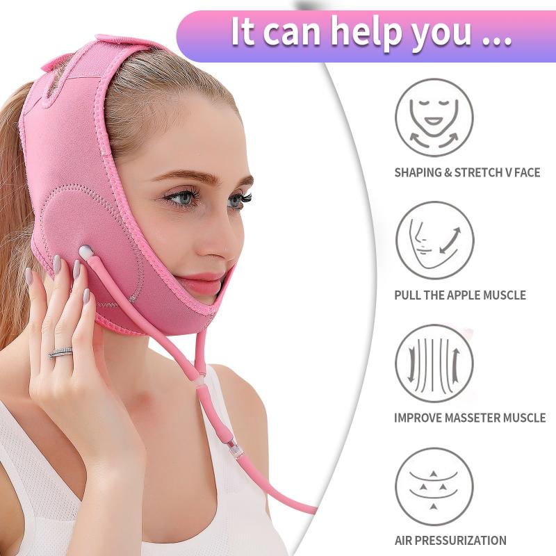 V Line Face Mask Double Chin Reducer & Lifting Belt for Sagging Skin Pink