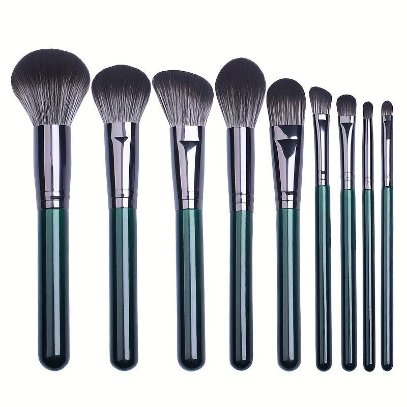 8-9 Piece Dark Green Makeup Brush Set