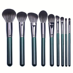 8-9 Piece Dark Green Makeup Brush Set