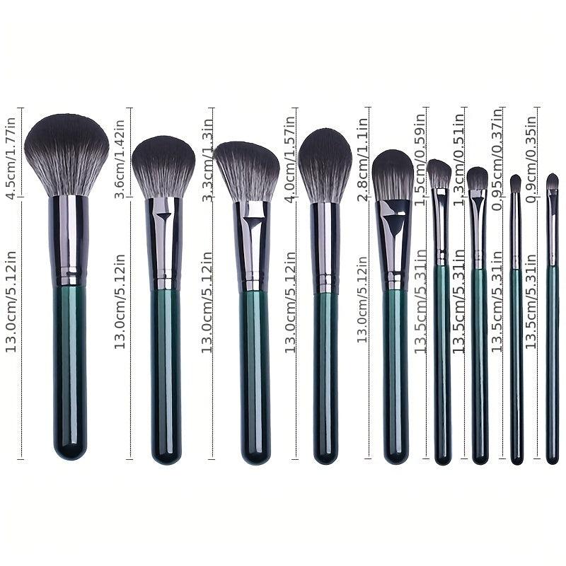 8-9 Piece Dark Green Makeup Brush Set