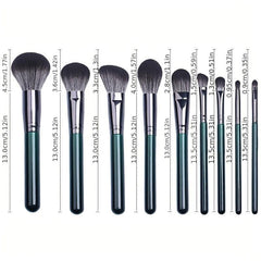 8-9 Piece Dark Green Makeup Brush Set