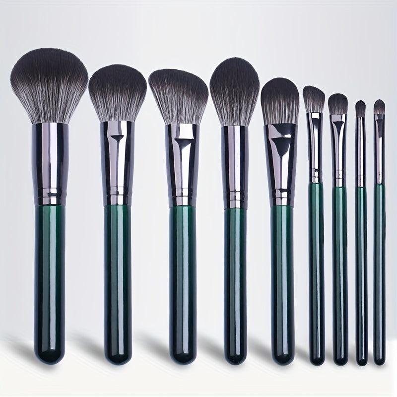 8-9 Piece Dark Green Makeup Brush Set