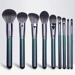 8-9 Piece Dark Green Makeup Brush Set