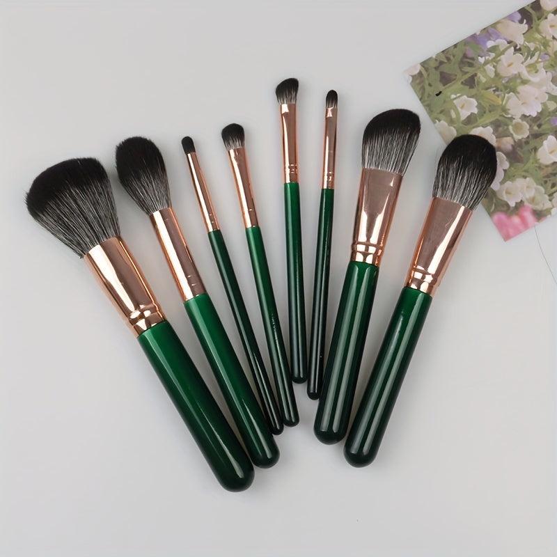 8-9 Piece Dark Green Makeup Brush Set