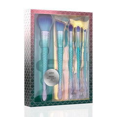 5 PCS Mermaid Makeup Brushes Kit Green Handle Eyeshadow Foundation Eyeliner