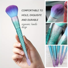 5 PCS Mermaid Makeup Brushes Kit Green Handle Eyeshadow Foundation Eyeliner
