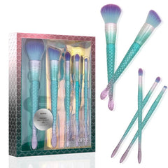 5 PCS Mermaid Makeup Brushes Kit Green Handle Eyeshadow Foundation Eyeliner