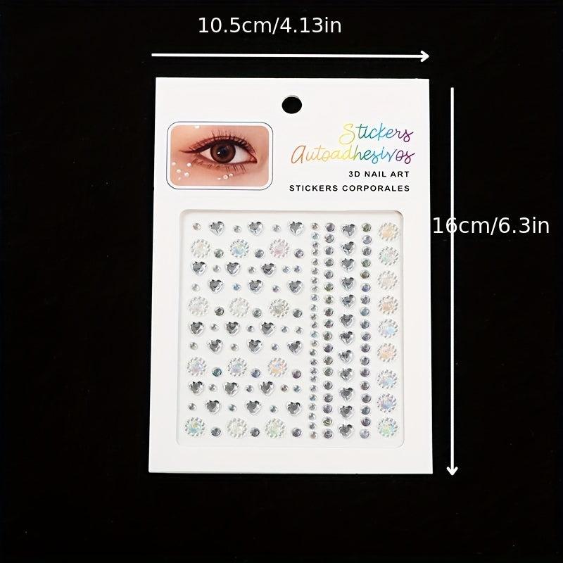 Sparkling Rhinestone & Faux Pearl Eye Tattoo Sticker DIY Makeup Decoration