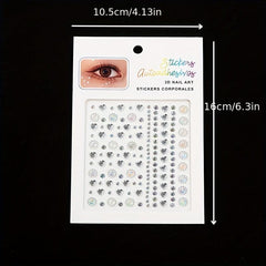 Sparkling Rhinestone & Faux Pearl Eye Tattoo Sticker DIY Makeup Decoration