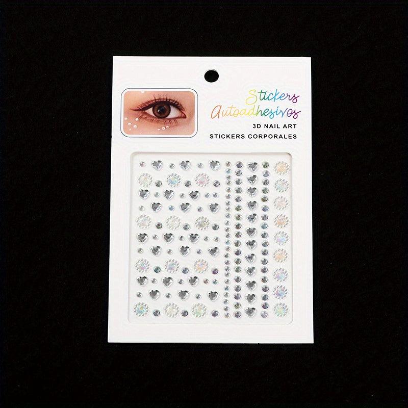 Sparkling Rhinestone & Faux Pearl Eye Tattoo Sticker DIY Makeup Decoration