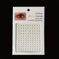 Sparkling Rhinestone & Faux Pearl Eye Tattoo Sticker DIY Makeup Decoration