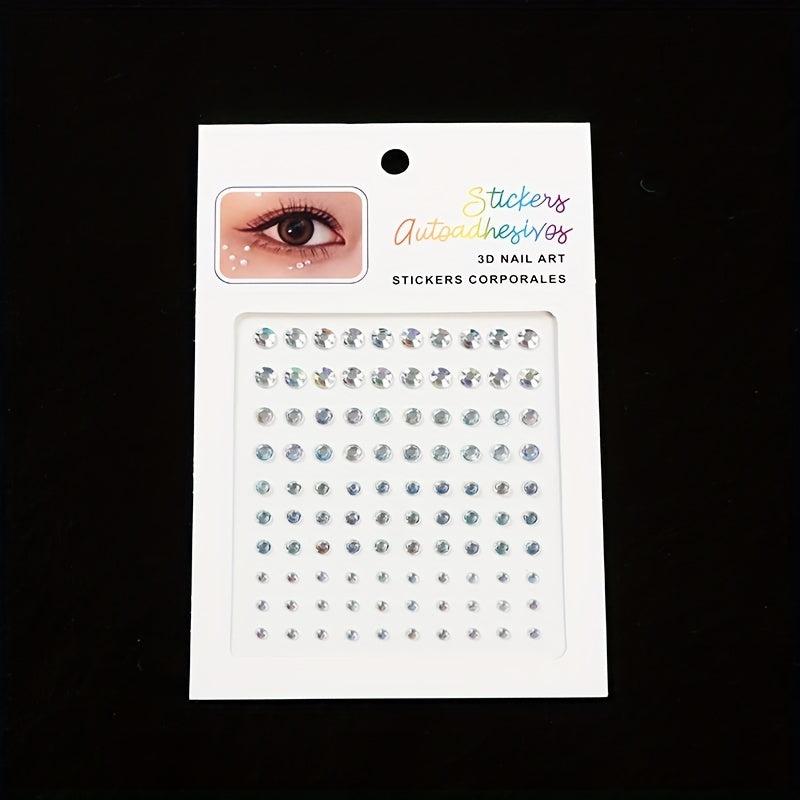 Sparkling Rhinestone & Faux Pearl Eye Tattoo Sticker DIY Makeup Decoration
