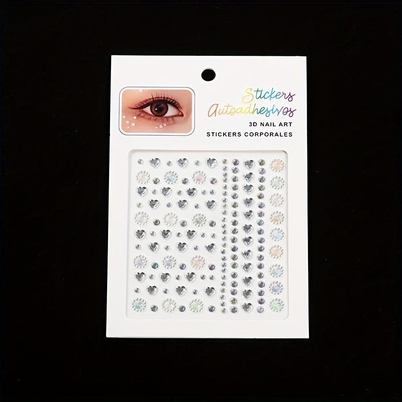 Sparkling Rhinestone & Faux Pearl Eye Tattoo Sticker DIY Makeup Decoration