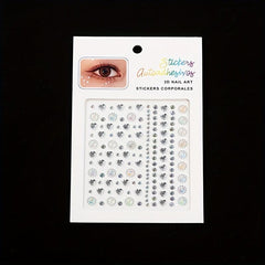 Sparkling Rhinestone & Faux Pearl Eye Tattoo Sticker DIY Makeup Decoration