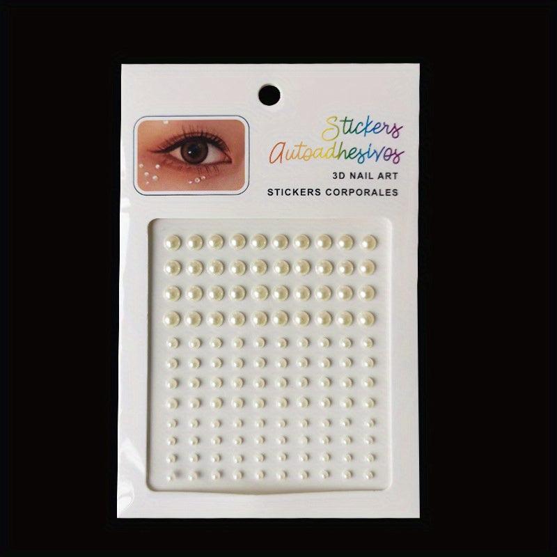 Sparkling Rhinestone & Faux Pearl Eye Tattoo Sticker DIY Makeup Decoration