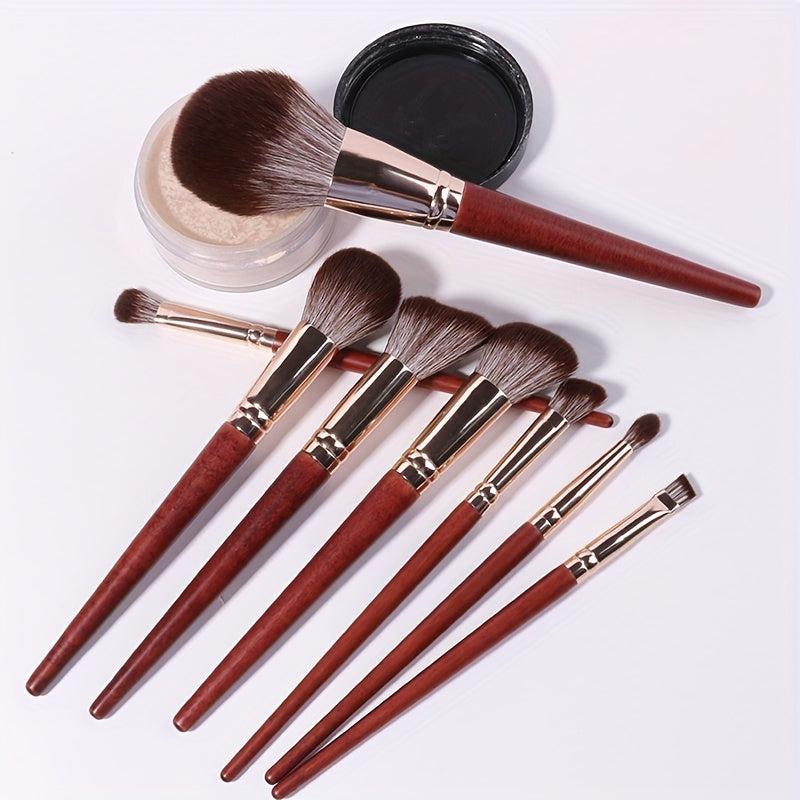 8pcs Makeup Brush Kit Soft Bristles & Wooden Handle Ideal Gift