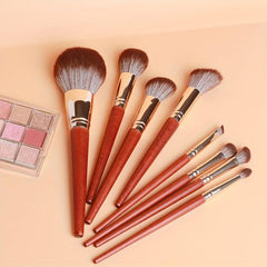 8pcs Makeup Brush Kit Soft Bristles & Wooden Handle Ideal Gift