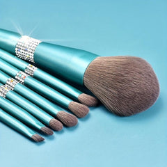10pcs Crystal Makeup Brush Set with Portable Case for Powder Blush Eyeshadow