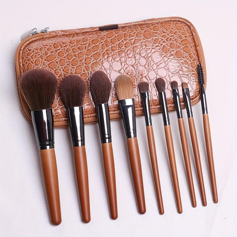 9pcs Makeup Brush Set Blush Powder Highlight Eye Shadow Soft Tools
