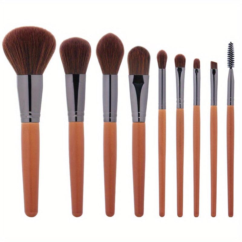 9pcs Makeup Brush Set Blush Powder Highlight Eye Shadow Soft Tools