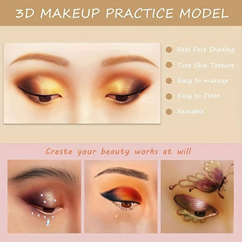 3D Silicone Makeup Practice Face Board - Perfect Aid for Eye Makeup Practice