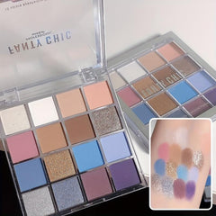 16 Colors Denim Eyeshadow Palette Multicolor Natural Matte Finish Scented Powder