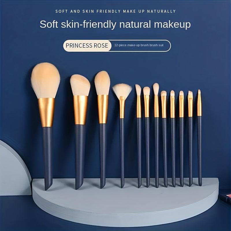 12pc Makeup Brushes Set with Sponge/Cleaner Pad