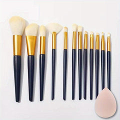 12pc Makeup Brushes Set with Sponge/Cleaner Pad